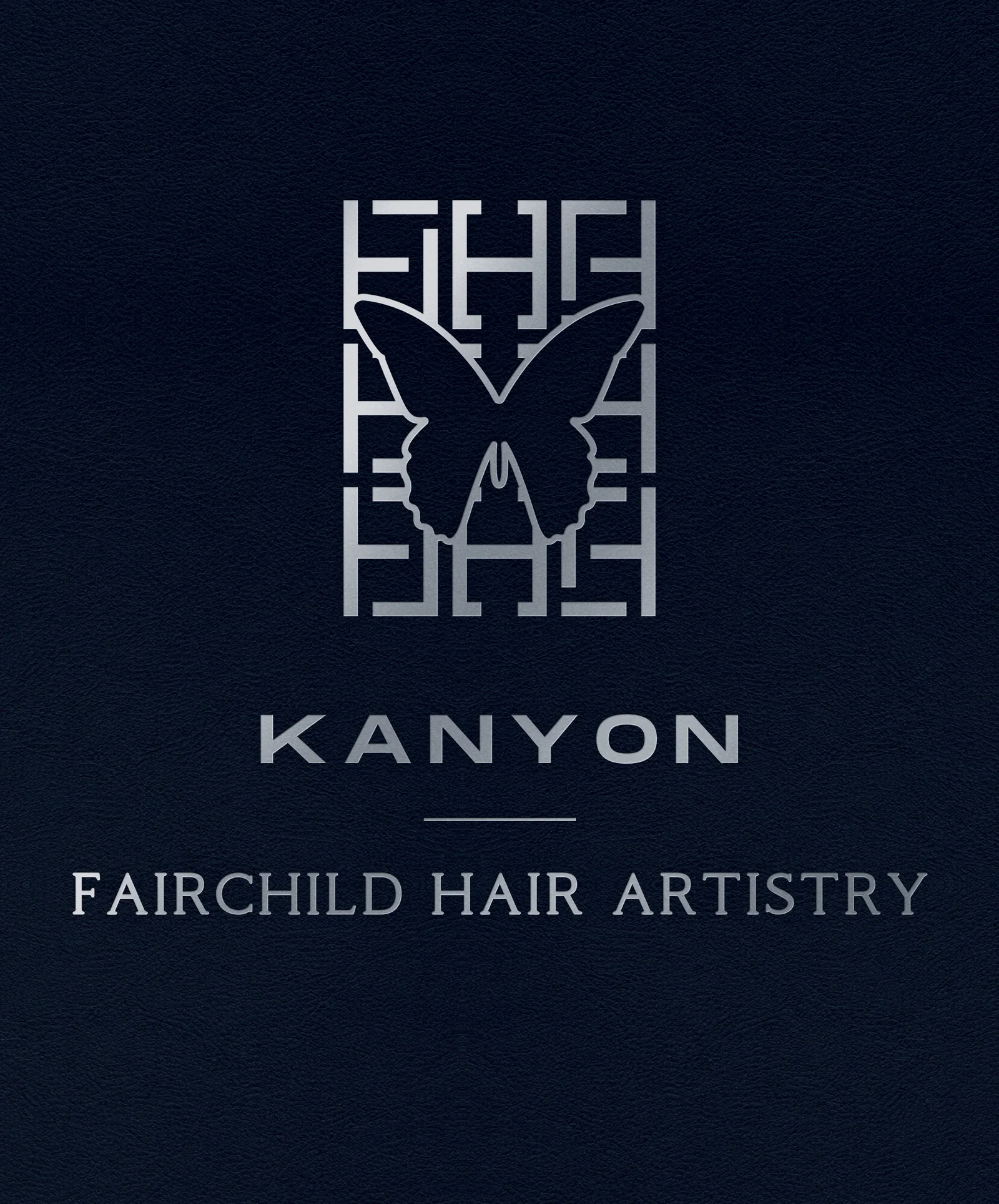 The KANYON | FHA eBook: navy leather cover with chrome monogram